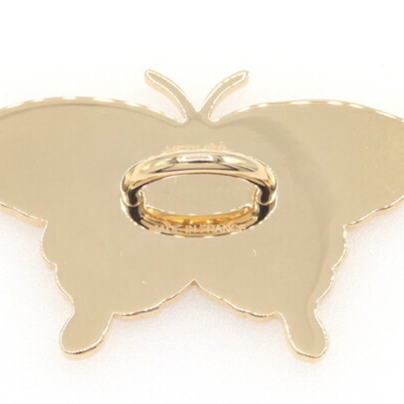 Hermès Papillon Scarf Ring H603642S Champagne Gold Marine Permabrass Twilly w... - Picture 2 of 6